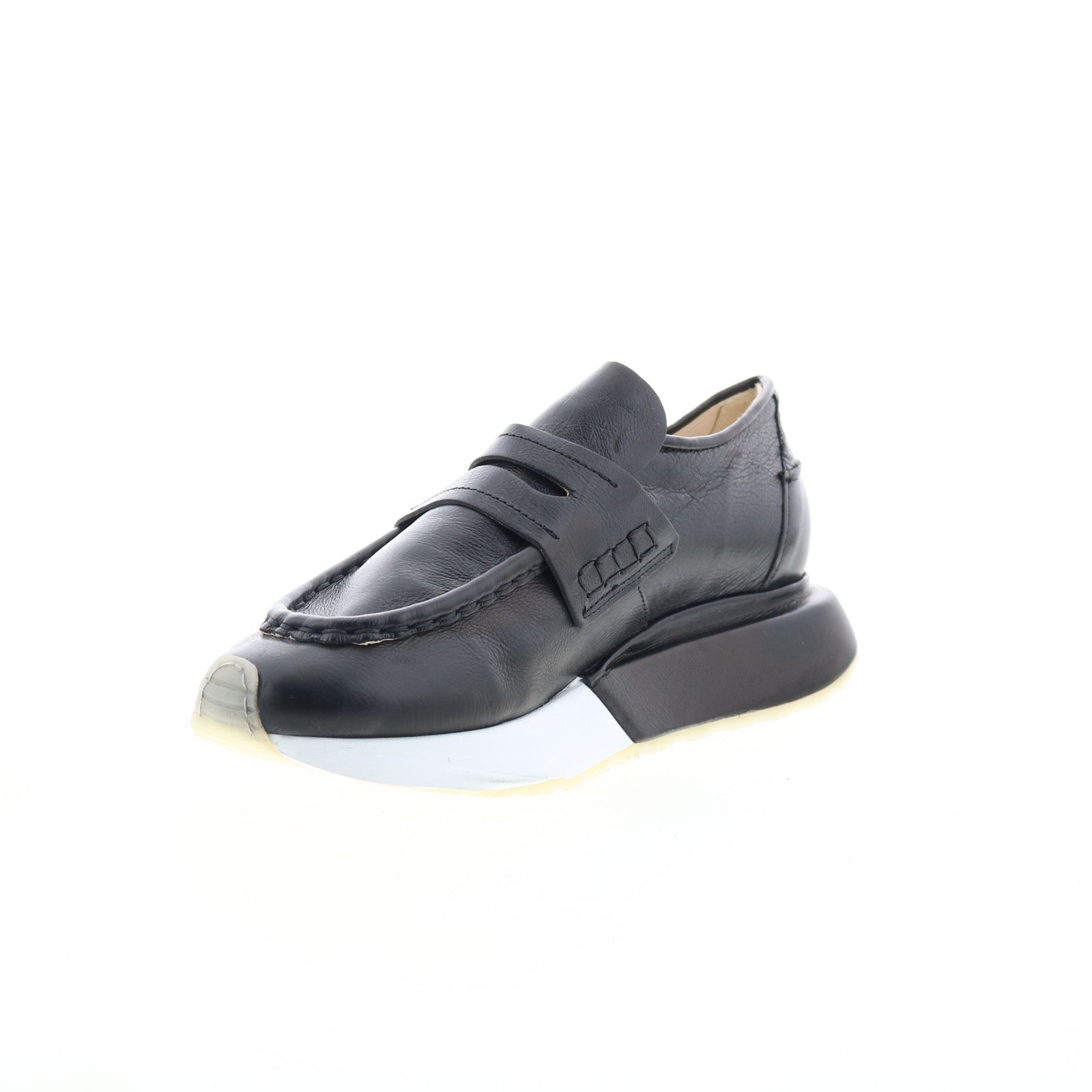 Elian Womens Black Leather Slip On Lifestyle Sneakers Shoes