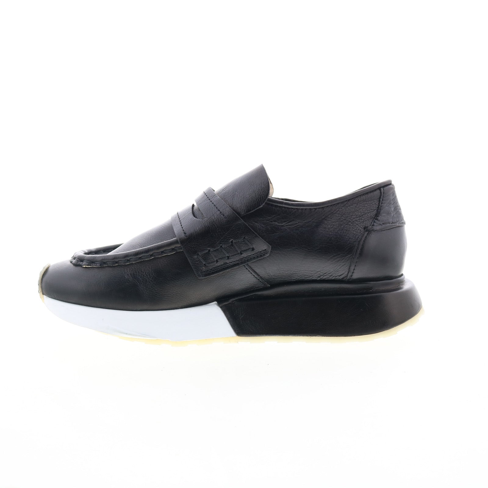 Elian Womens Black Leather Slip On Lifestyle Sneakers Shoes