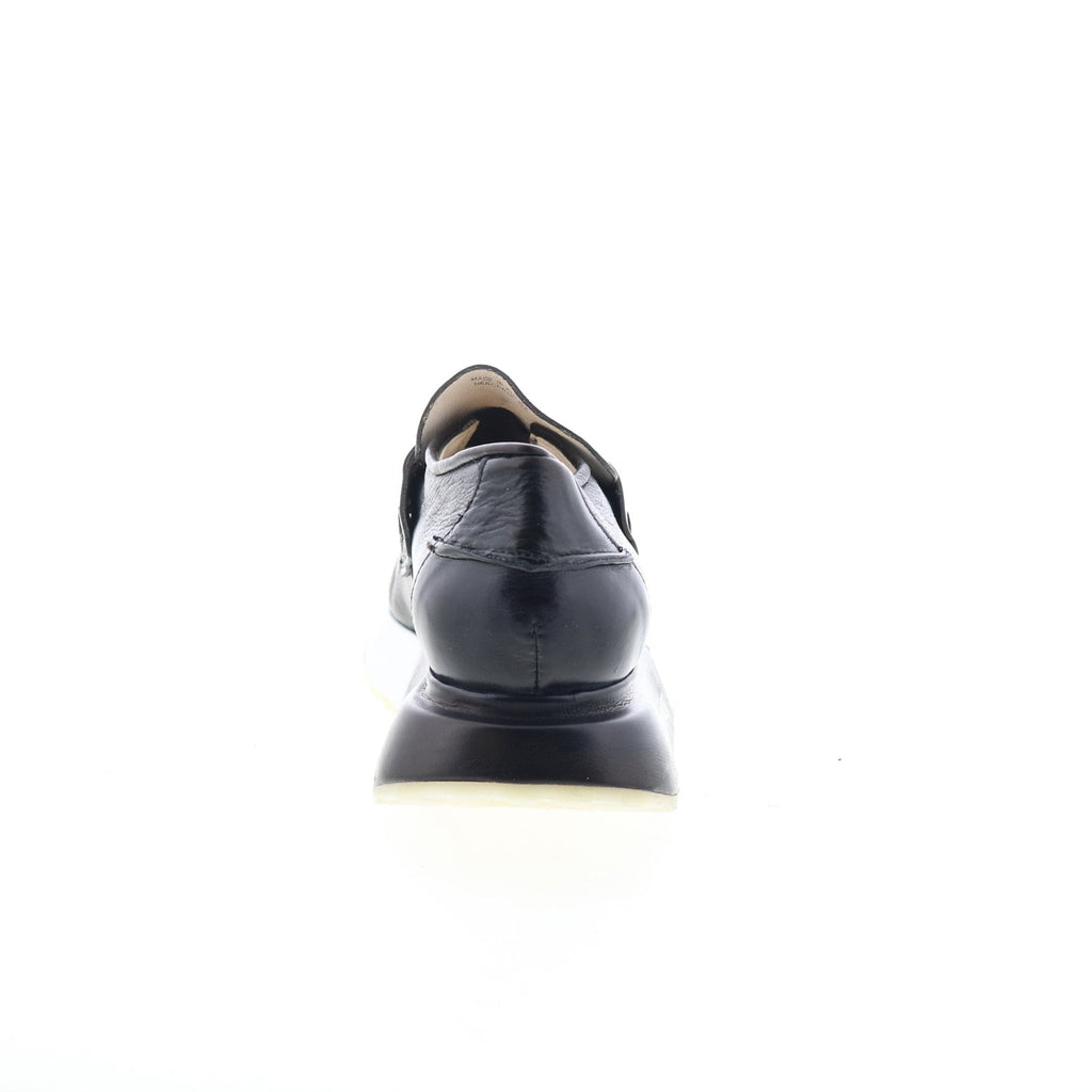 Elian Womens Black Leather Slip On Lifestyle Sneakers Shoes