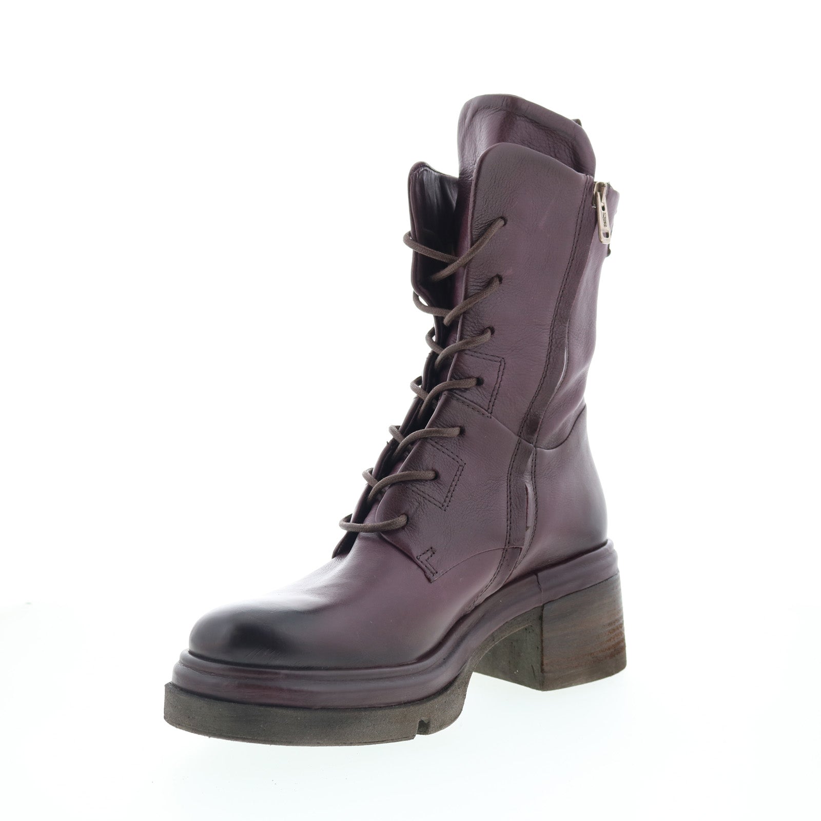 Elvin Womens Purple Leather Lace Up Casual Dress Boots