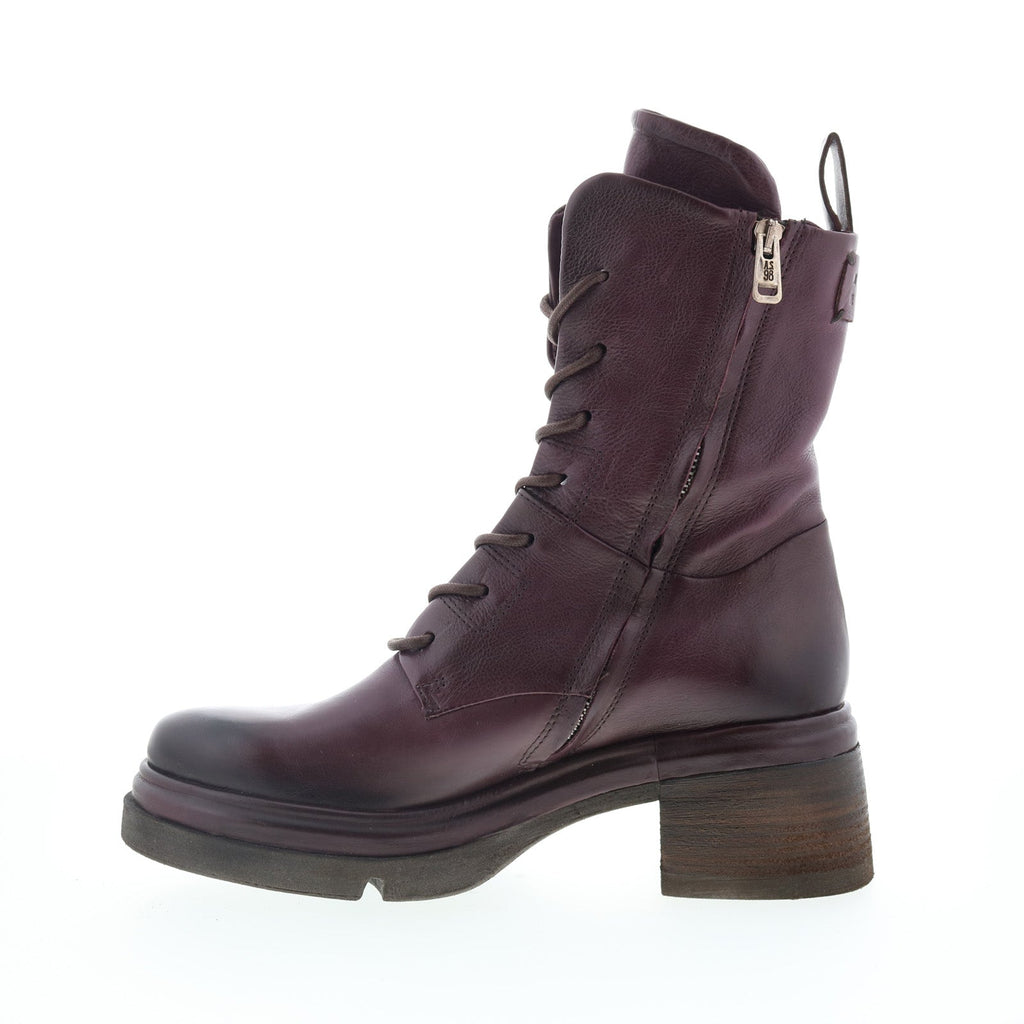 Elvin Womens Purple Leather Lace Up Casual Dress Boots