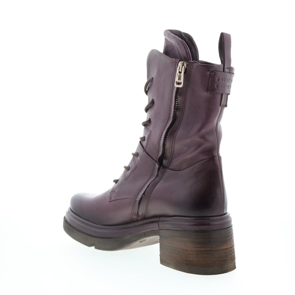 Elvin Womens Purple Leather Lace Up Casual Dress Boots
