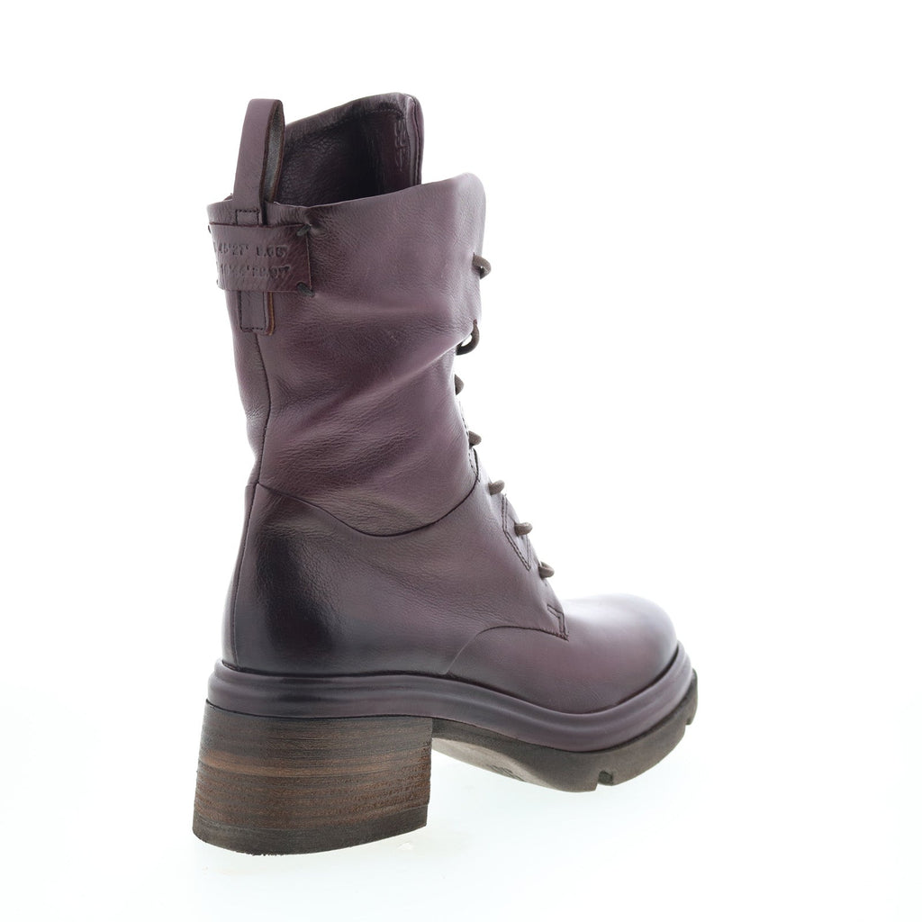 Elvin Womens Purple Leather Lace Up Casual Dress Boots
