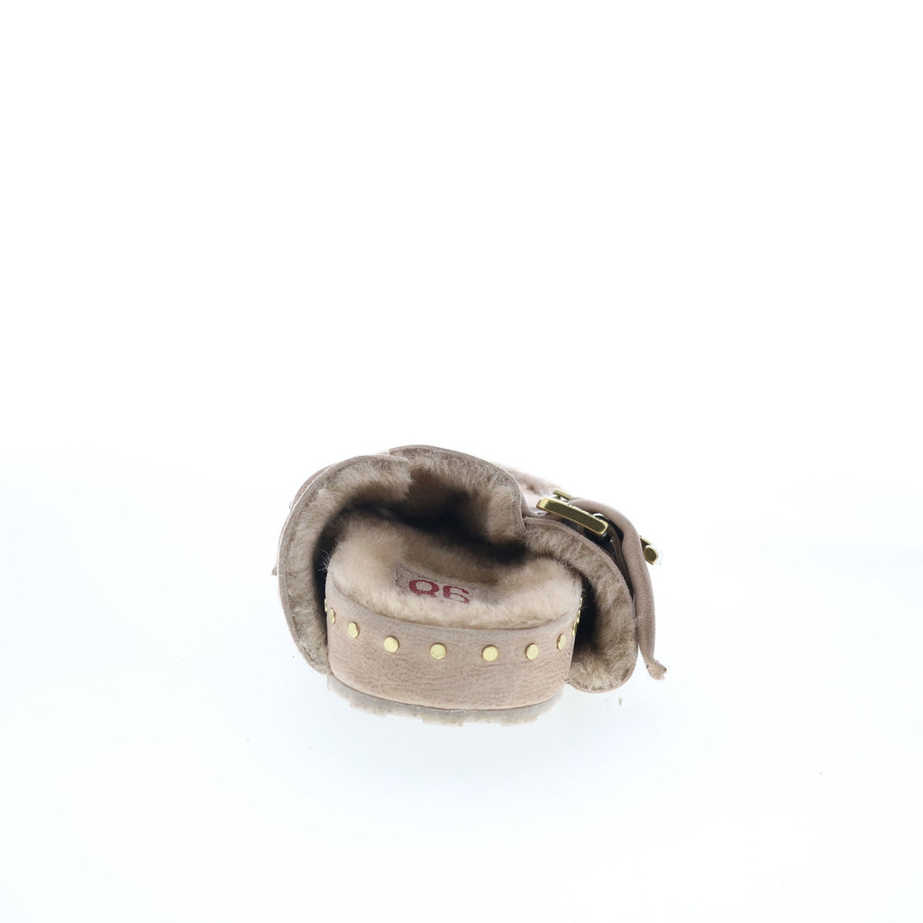 Emmett Womens Beige Suede Hook & Loop Clog Flats Shoes