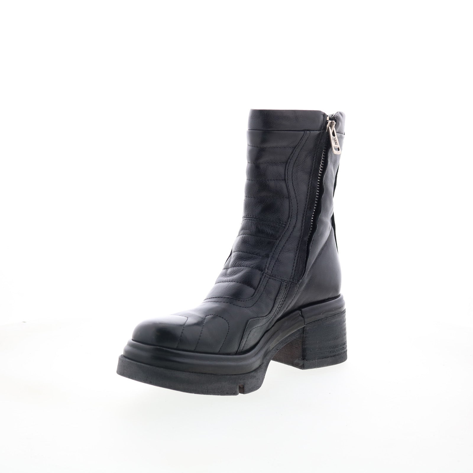 Ethel Womens Black Leather Zipper Casual Dress Boots