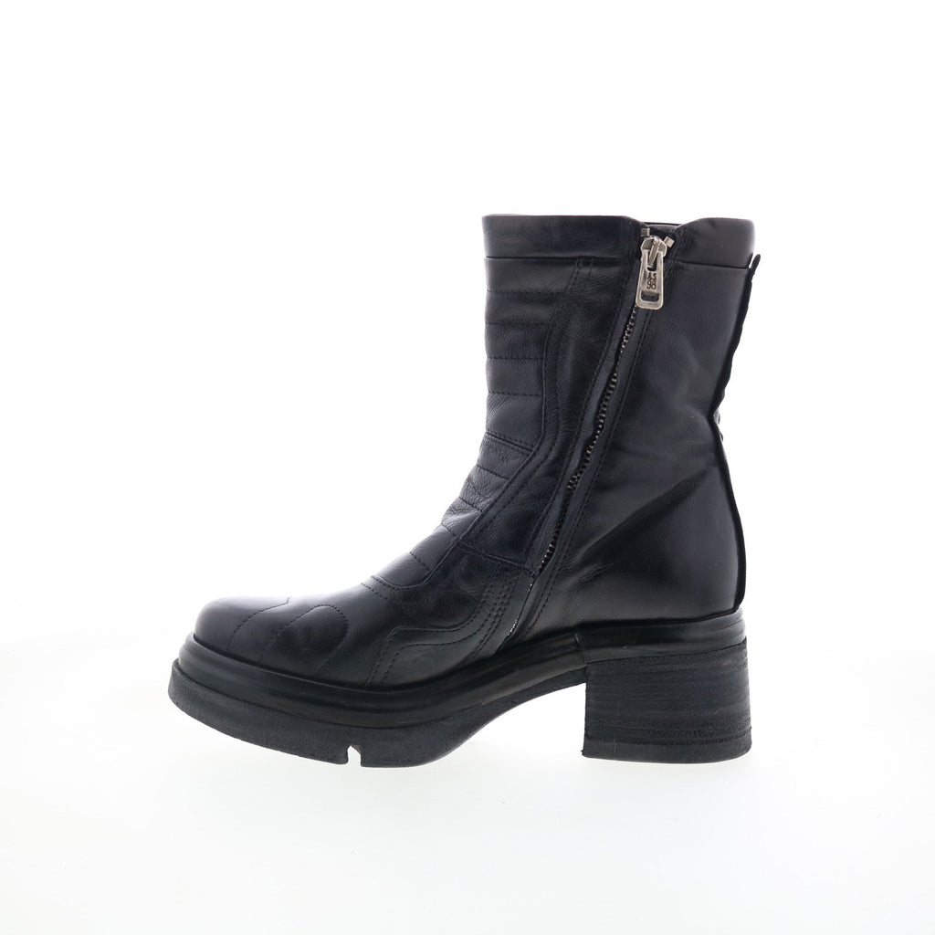 Ethel Womens Black Leather Zipper Casual Dress Boots