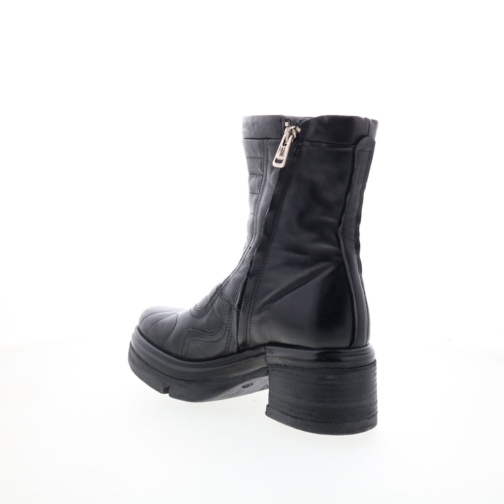 Ethel Womens Black Leather Zipper Casual Dress Boots