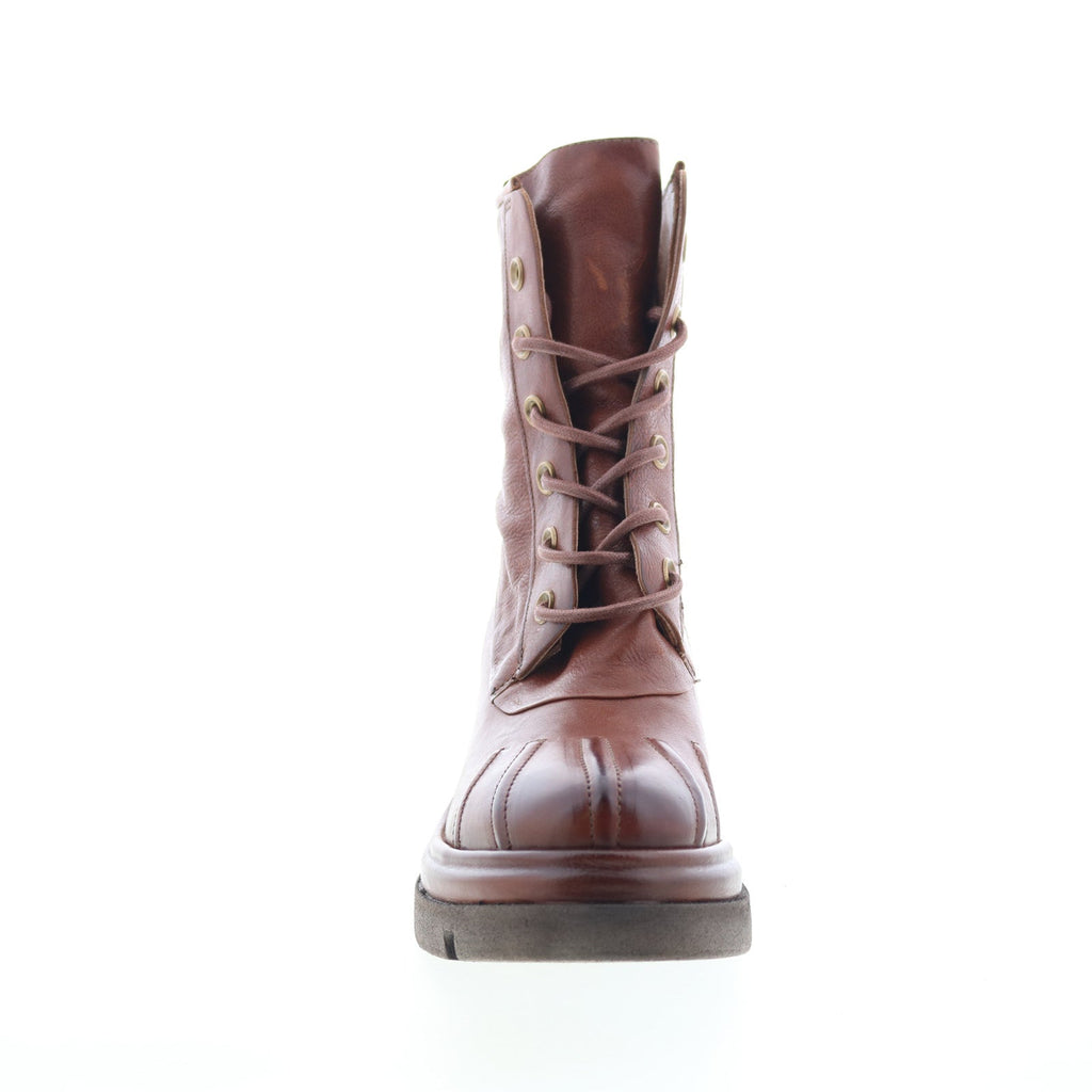 Everett Womens Brown Leather Lace Up Casual Dress Boots