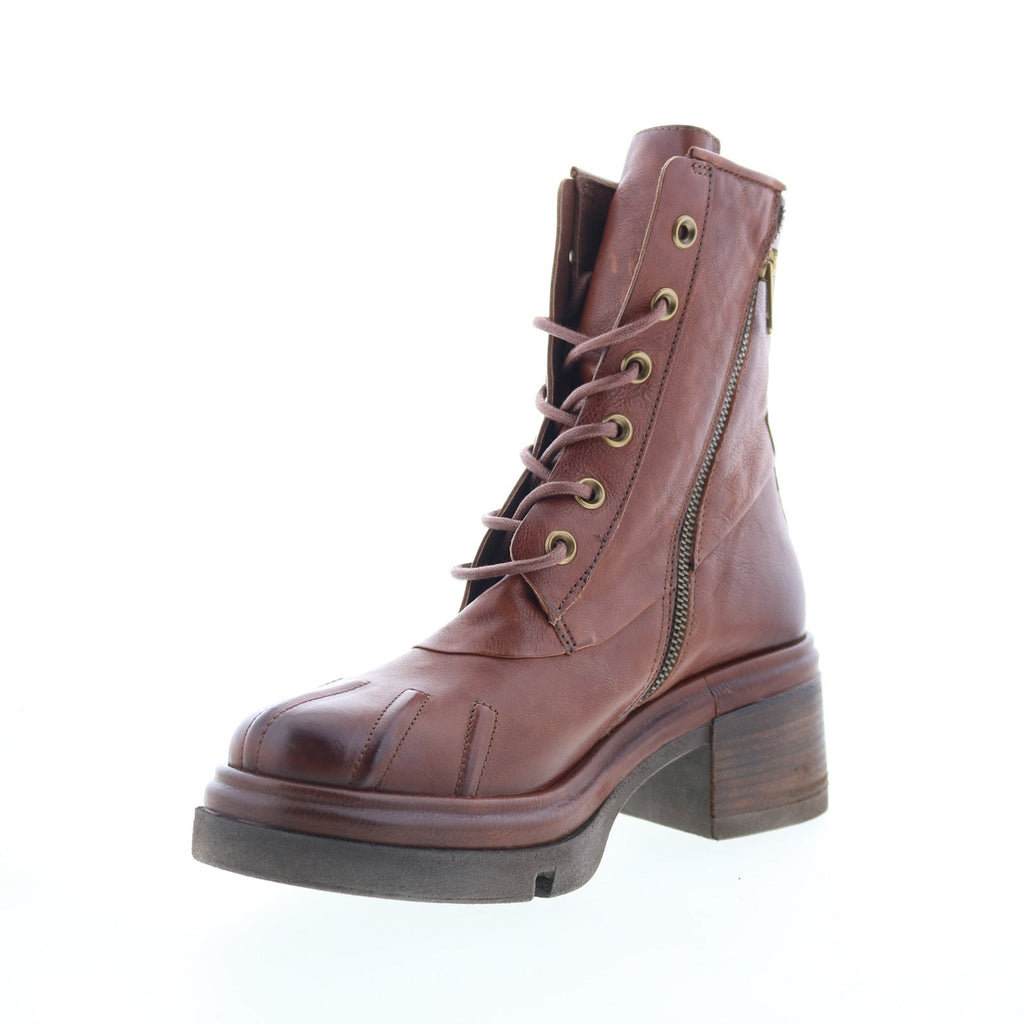 Everett Womens Brown Leather Lace Up Casual Dress Boots