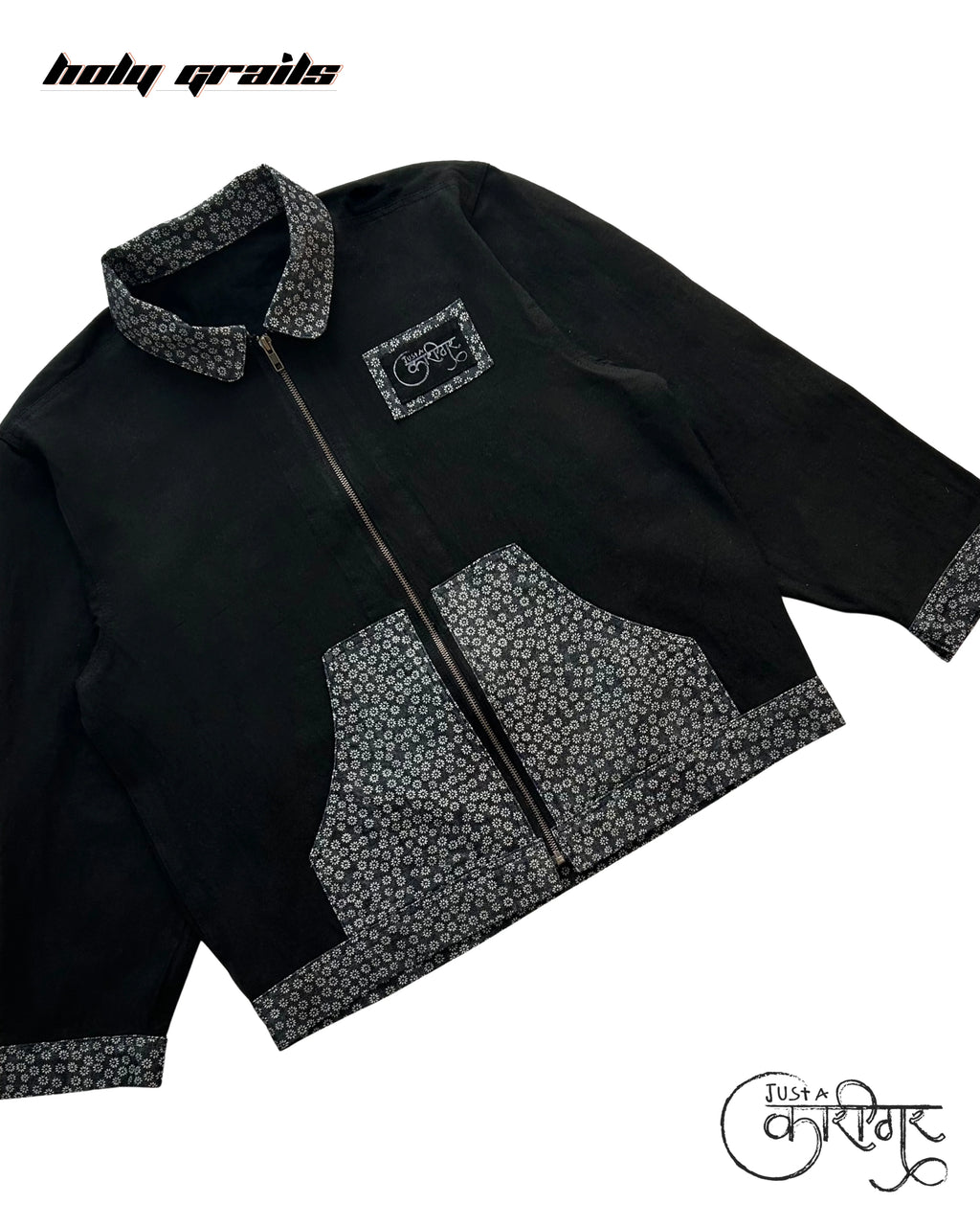 Midnight Dreams Black Denim Jacket HG x Just A Karigar