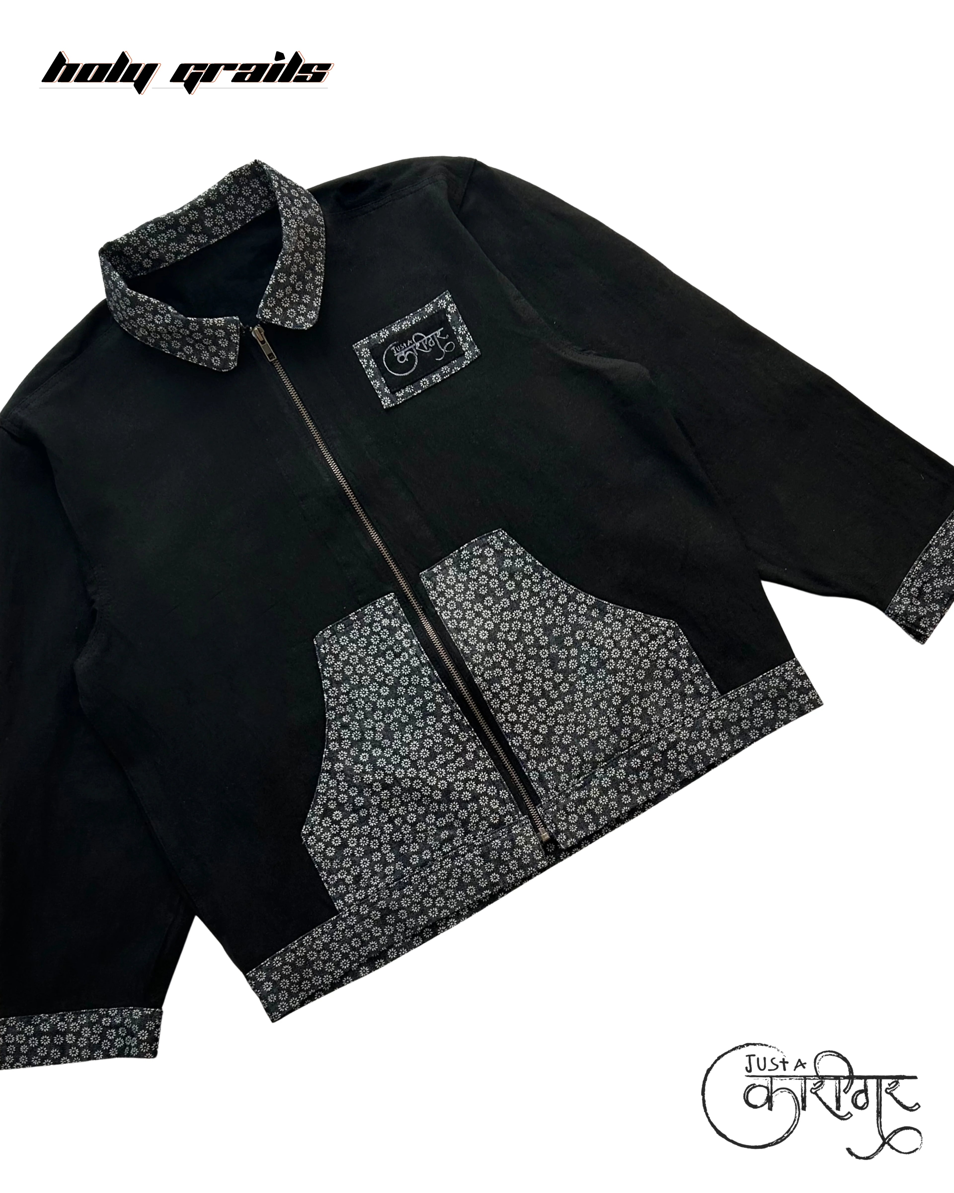 Midnight Dreams Black Denim Jacket HG x Just A Karigar