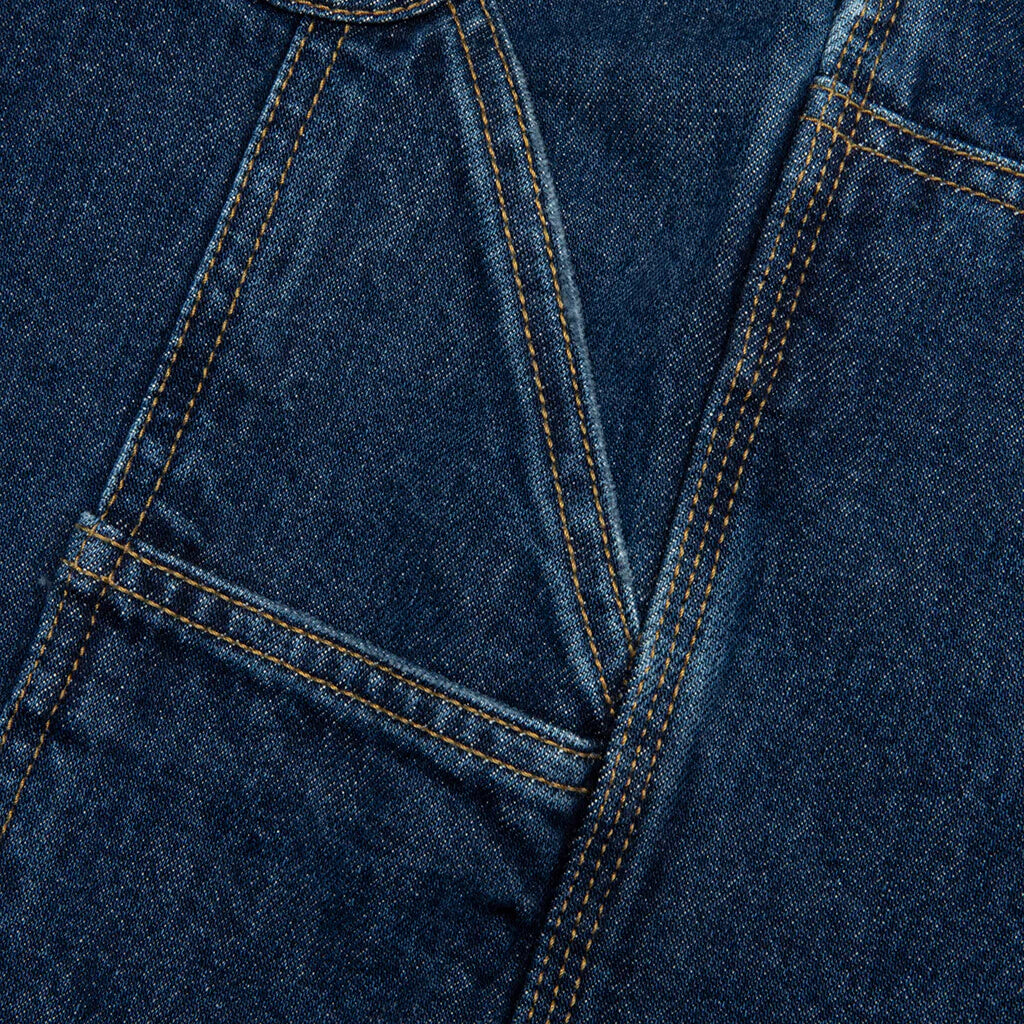 Double Knee Short Blue Stone Washed