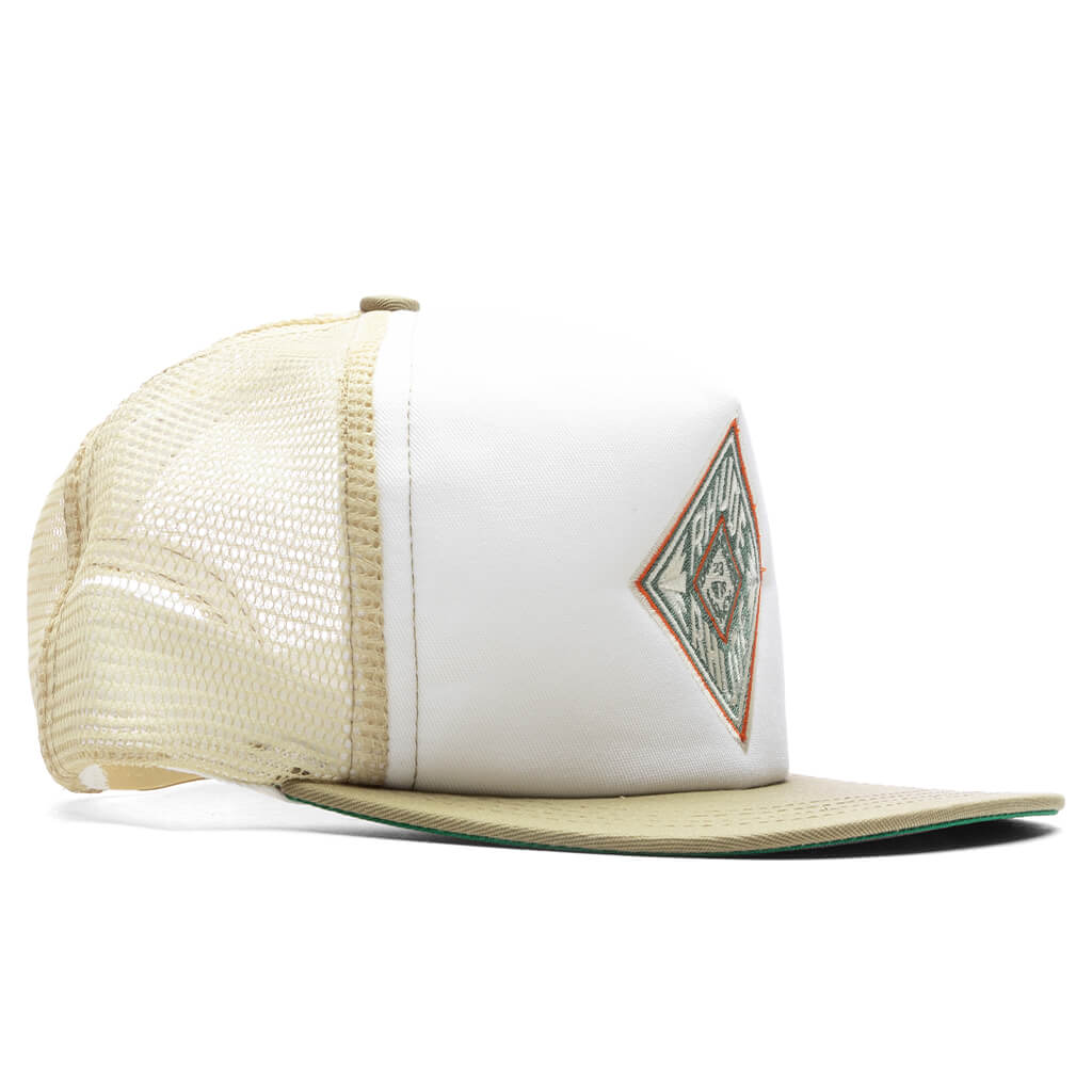 Diamond Trucker Hat Tan White