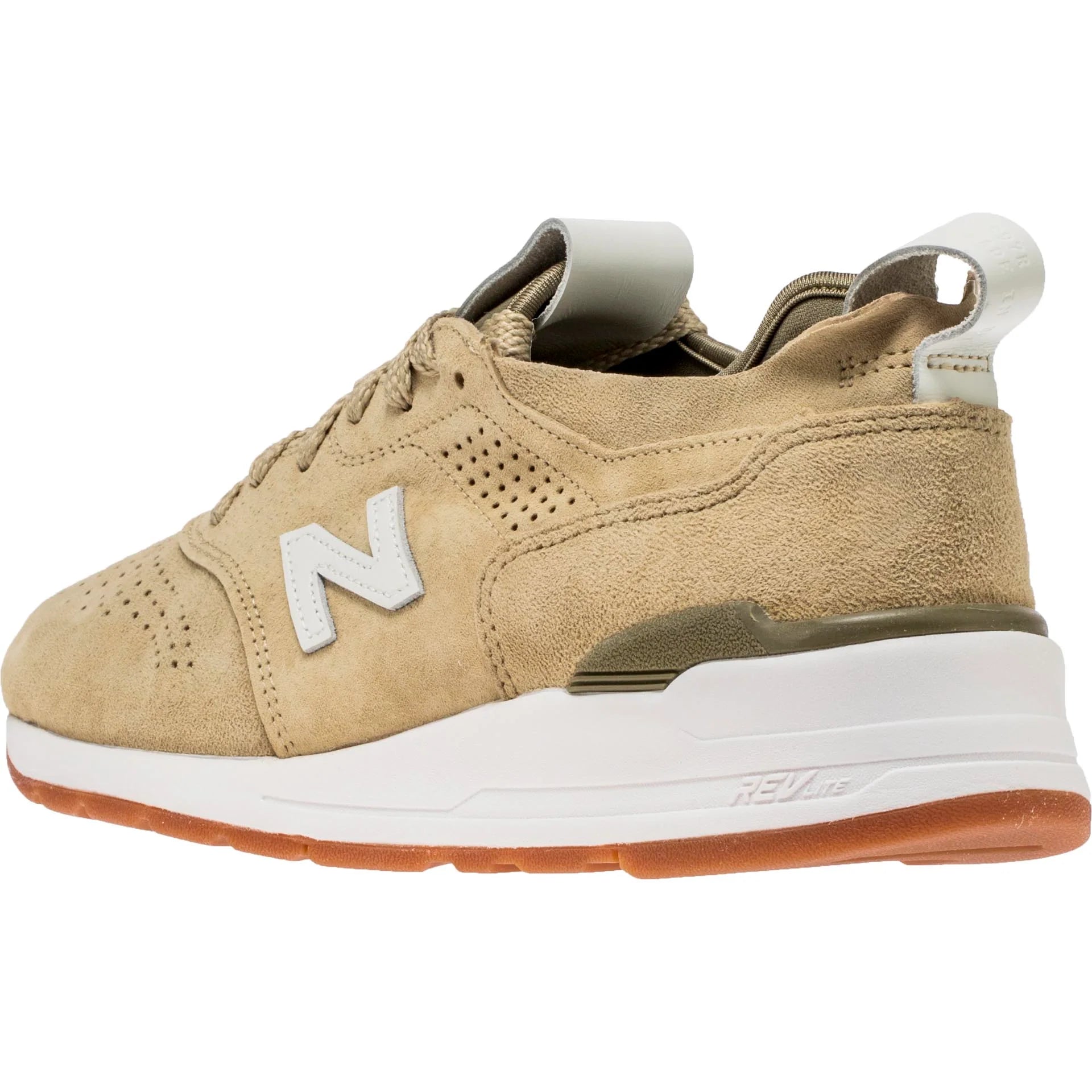 M997 Deconstructed Pig Suede Mens Shoe Sand Tan White