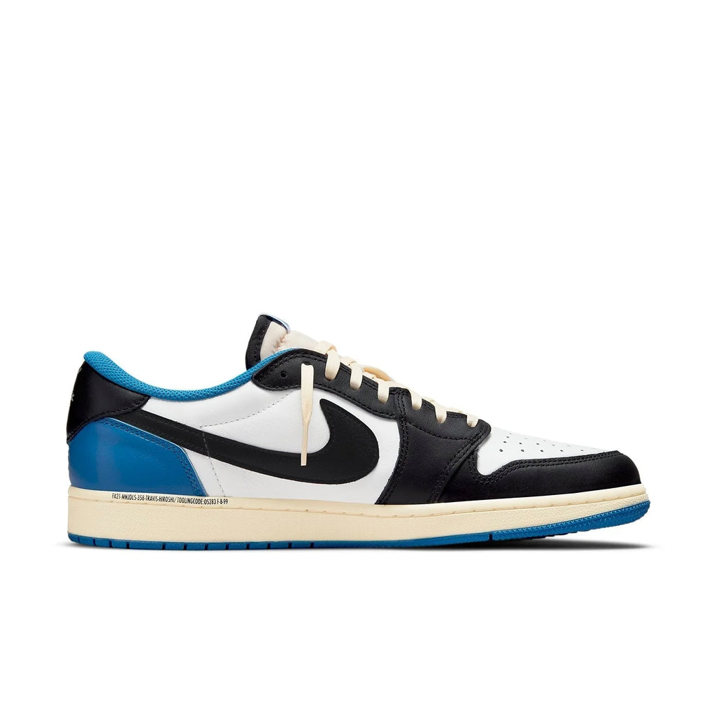 Air Jordan 1 Retro Low x Fragment Design x Travis Scott x Sail Black Military Blue