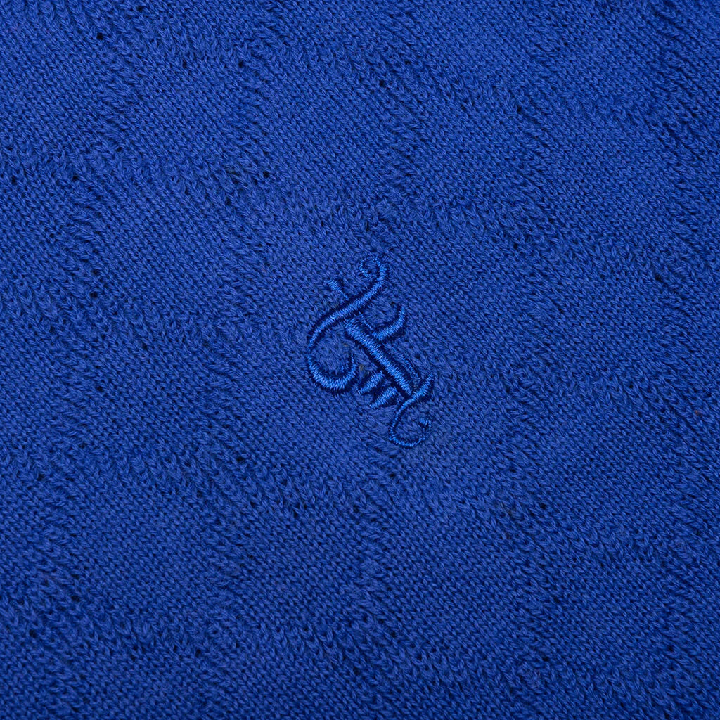 Hogan Pointelle Raglan Sleeve Sweater Polo Indeevar Blue