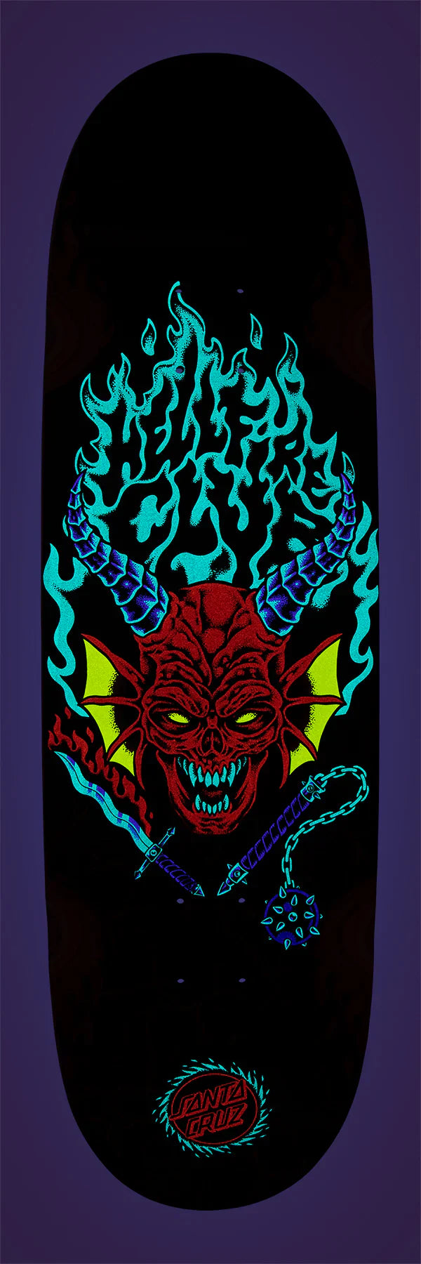 Santa Cruz x Stranger Things Hellfire Club Flames Deck 90 x 320