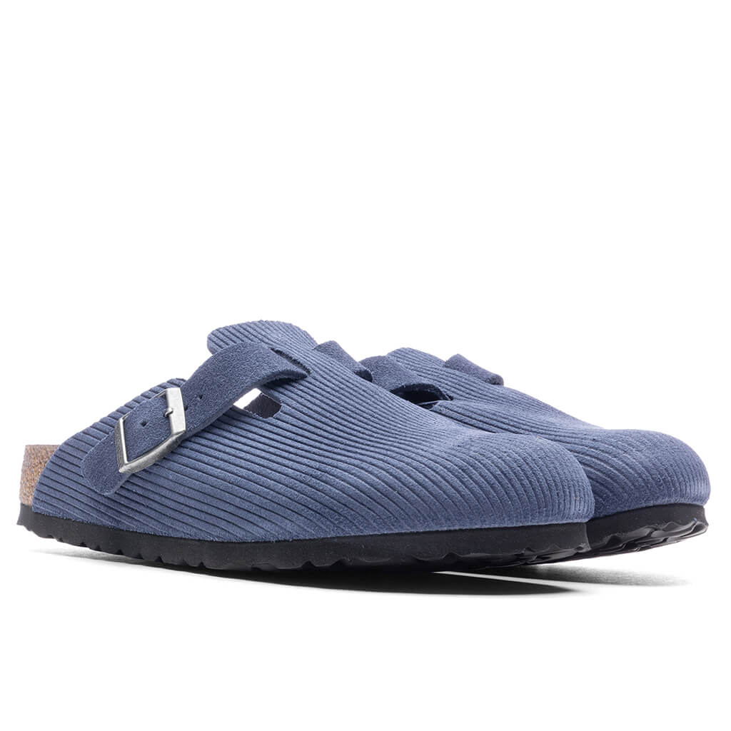 Wide Boston Suede Embossed Indigo Blue