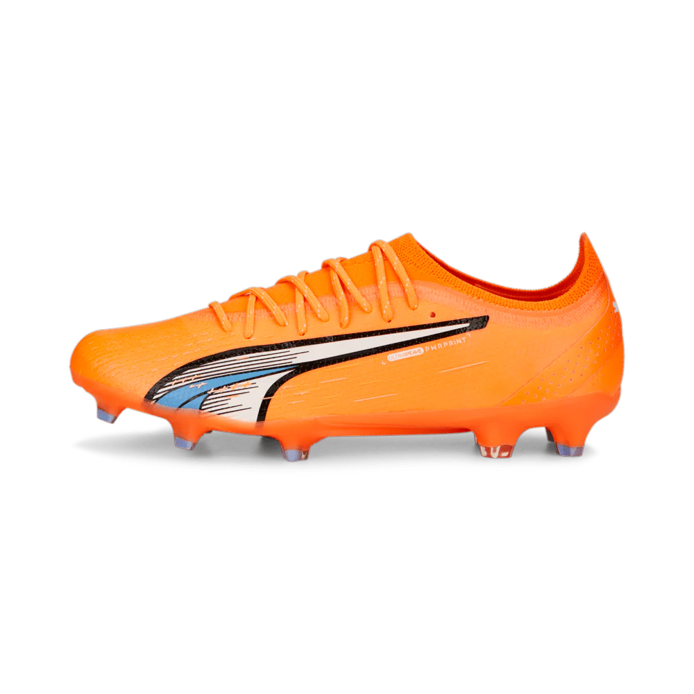 PUMA Ultra Ultimate FG AG Firm Ground Soccer Cleats Ultra Orange White Blue Glimmer