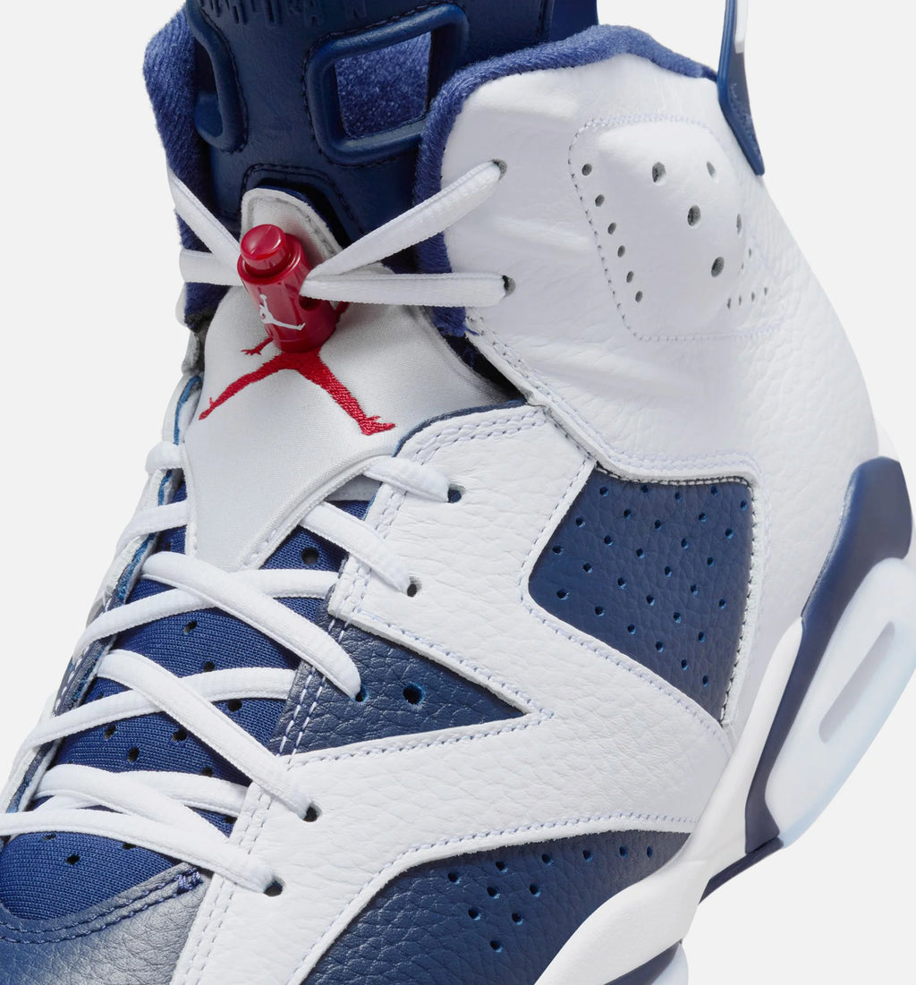 Air Jordan 6 Retro White and Midnight Navy Mens Lifestyle Shoe White Varsity Red Midnight Navy