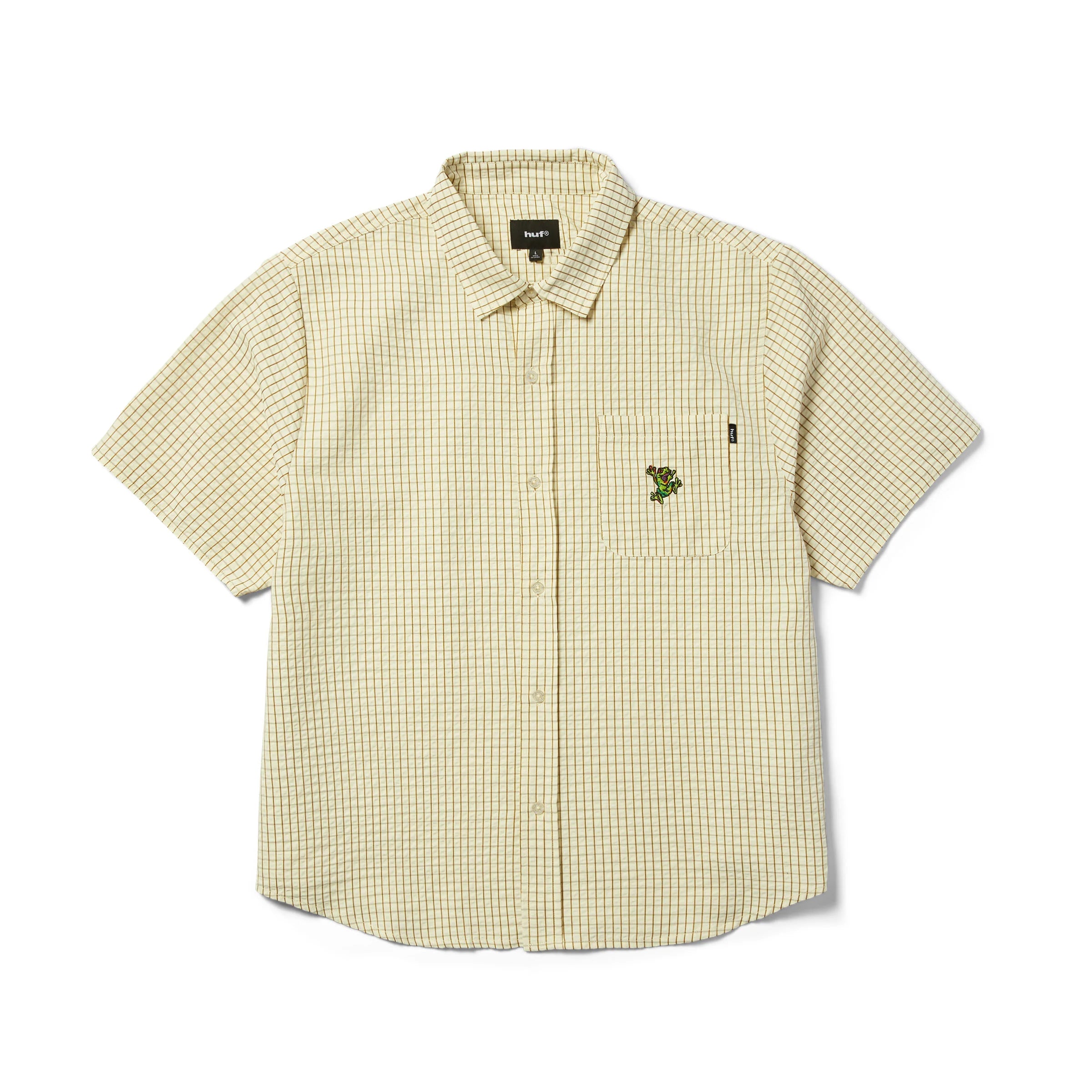 Huf Stuck On You Button Up S S Shirt Natural