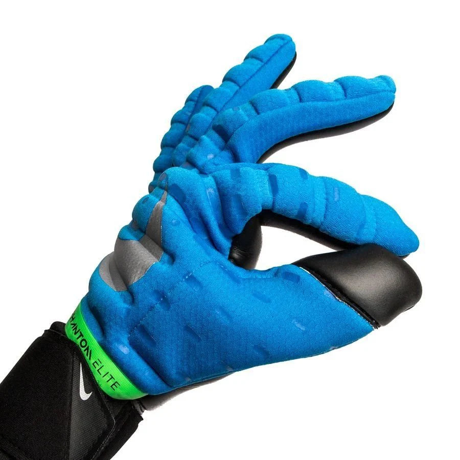 Nike Phantom Elite Goalkeeper Soccer Gloves Blue Black Silver