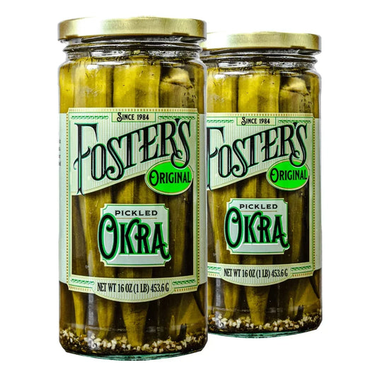 Foster's Since 1984 Pickled Okra in Jar, Original, 16oz, 2 Pack | Traditional Pickled Vegetables Recipe for over 40 years, Low Calorie Snack, Gluten Free, Fat and Preservative Free Pickles