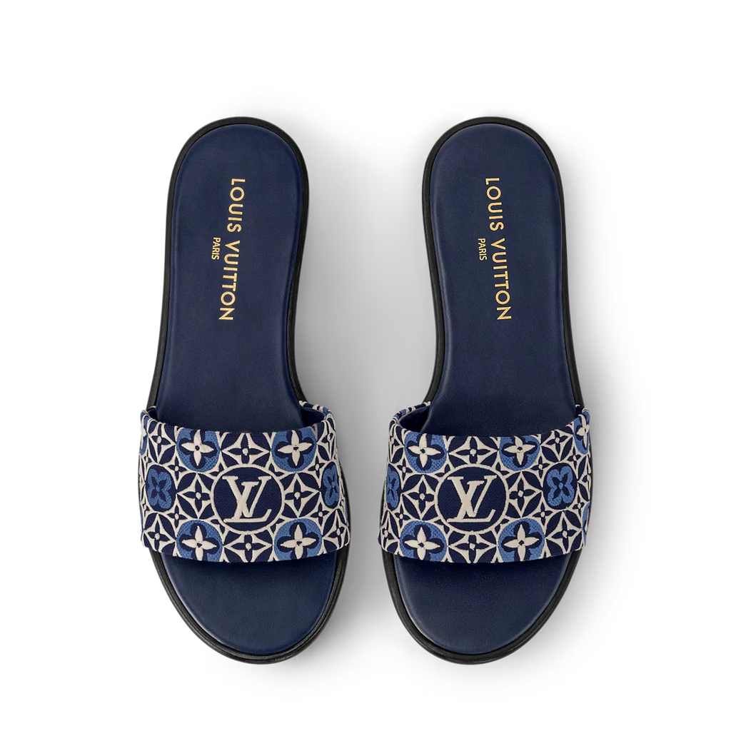 LV Lily Flat Mule Navy Blue