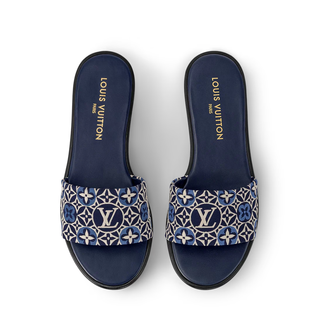 LV Lily Flat Mule Navy Blue