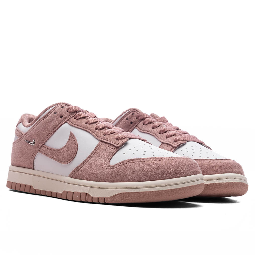 Womens Dunk Low Rose Whisper White Particle Pink Sail Metallic Silver
