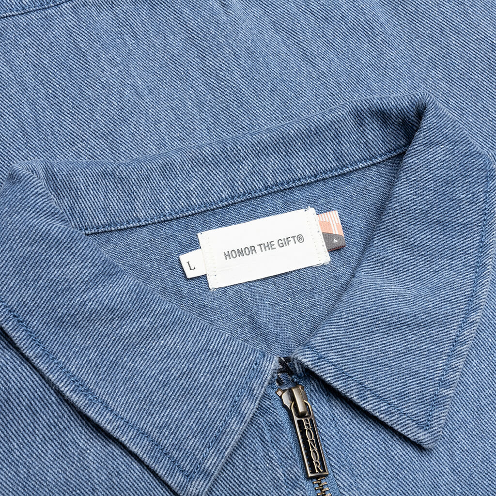 Twill Full Zip Shirt Blue