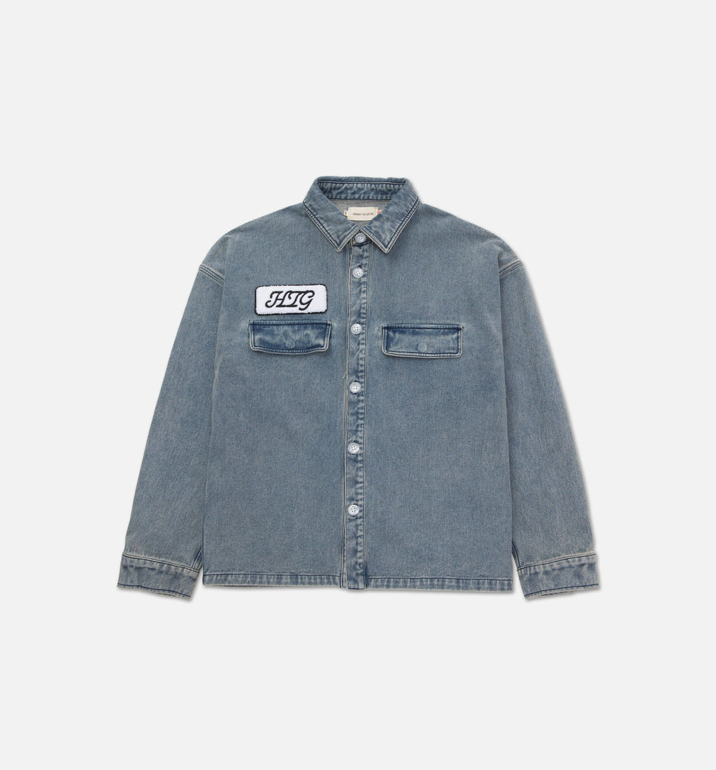 HTG Work Mens Long Sleeve Shirt Denim
