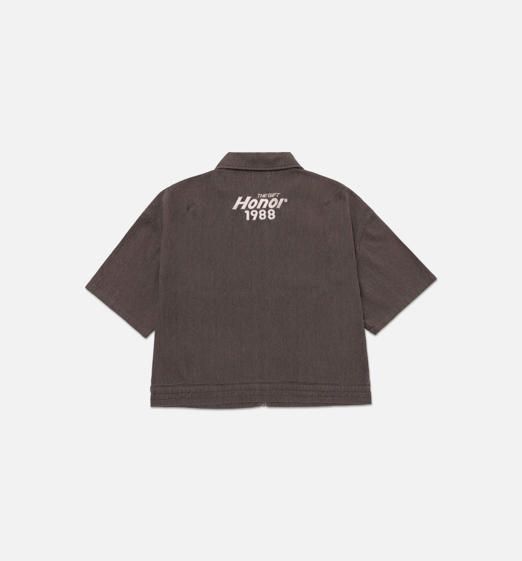 Twill Full Zip Mens Short Sleeve Shirt Black