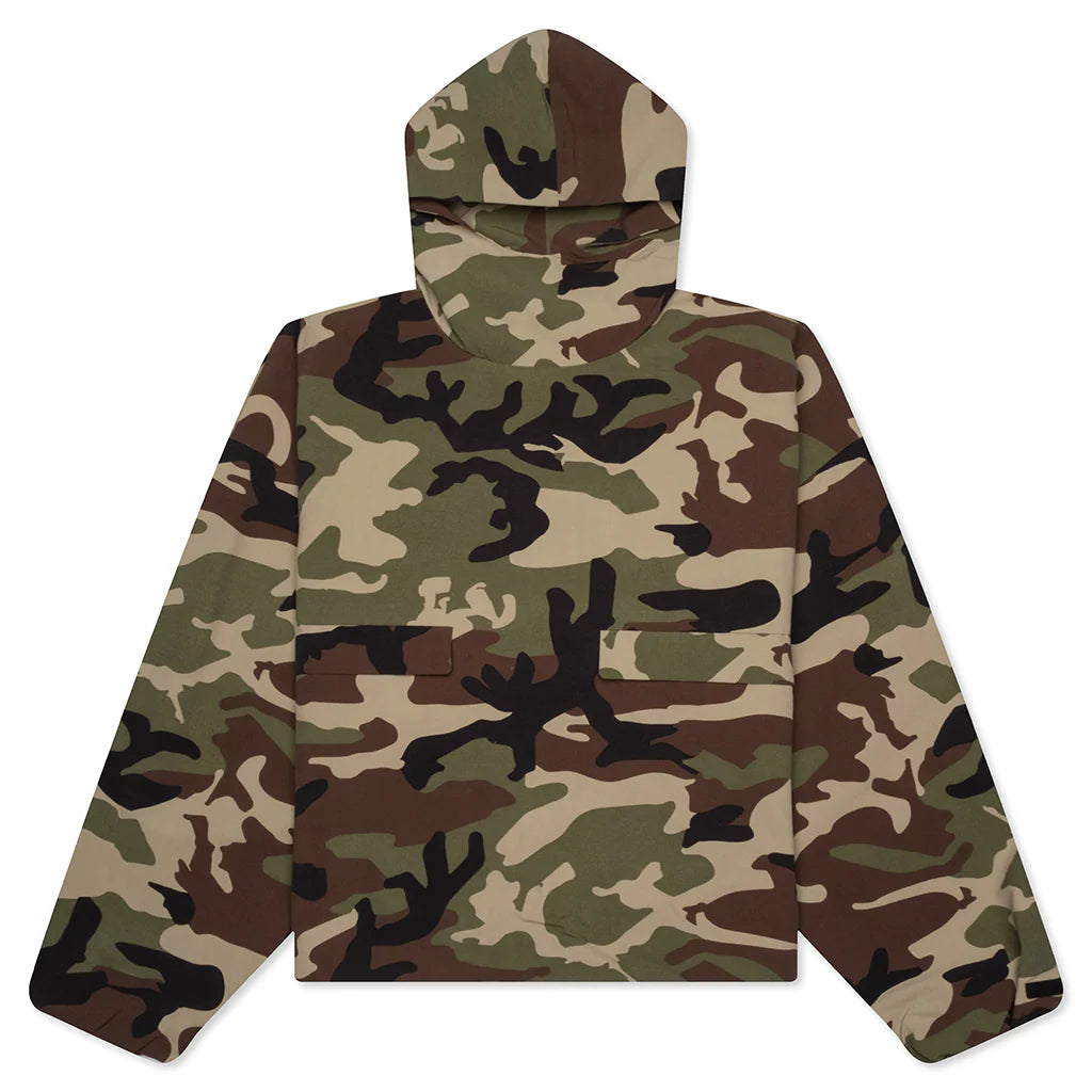Military Nylon Hooded Anorak Woodland Camo