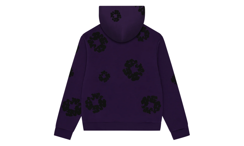 Black Cotton Wreath Hoodie "Purple" DT354