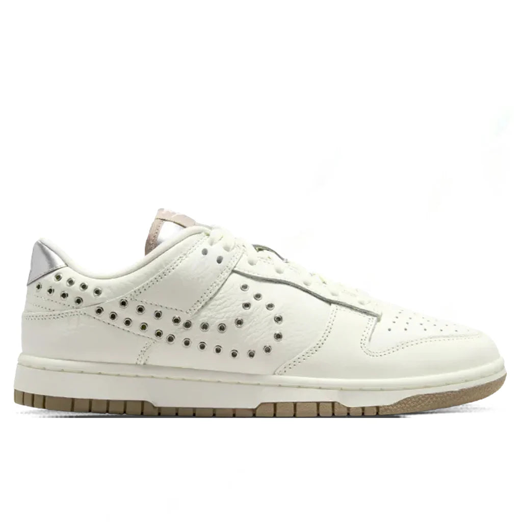 Womens Dunk Low Sail Metallic Silver Mink Brown