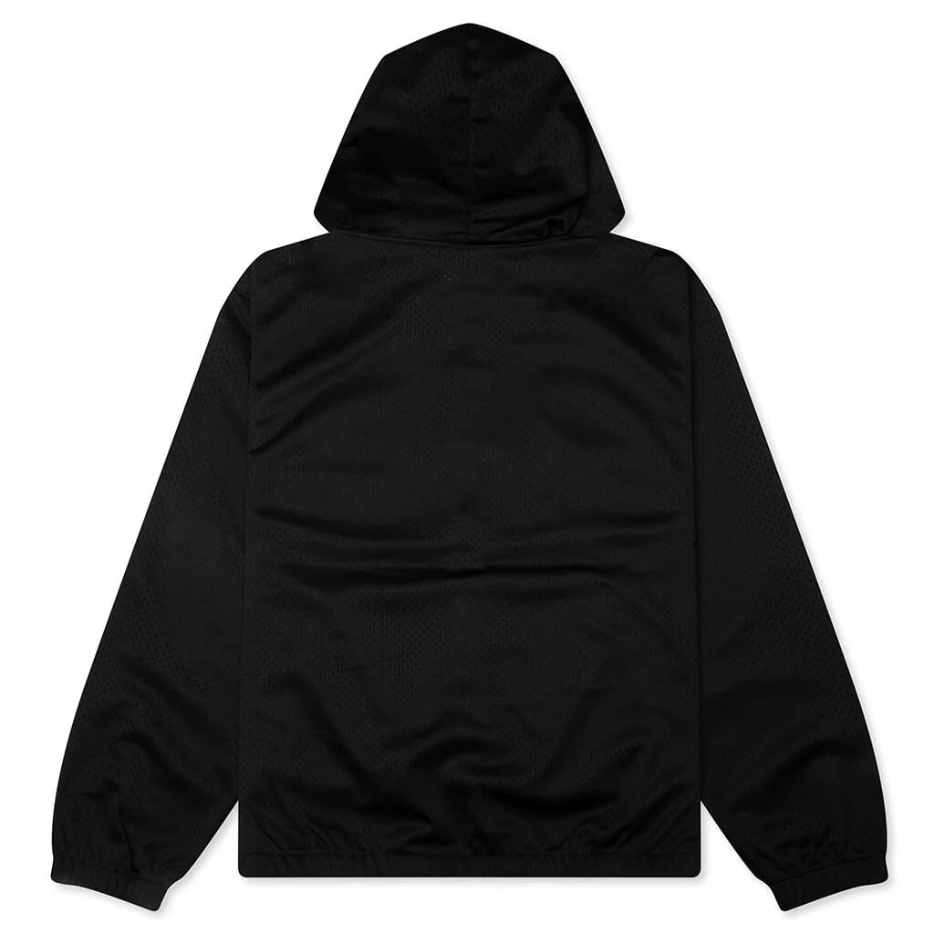 Athletic Mesh Zip Hood Black