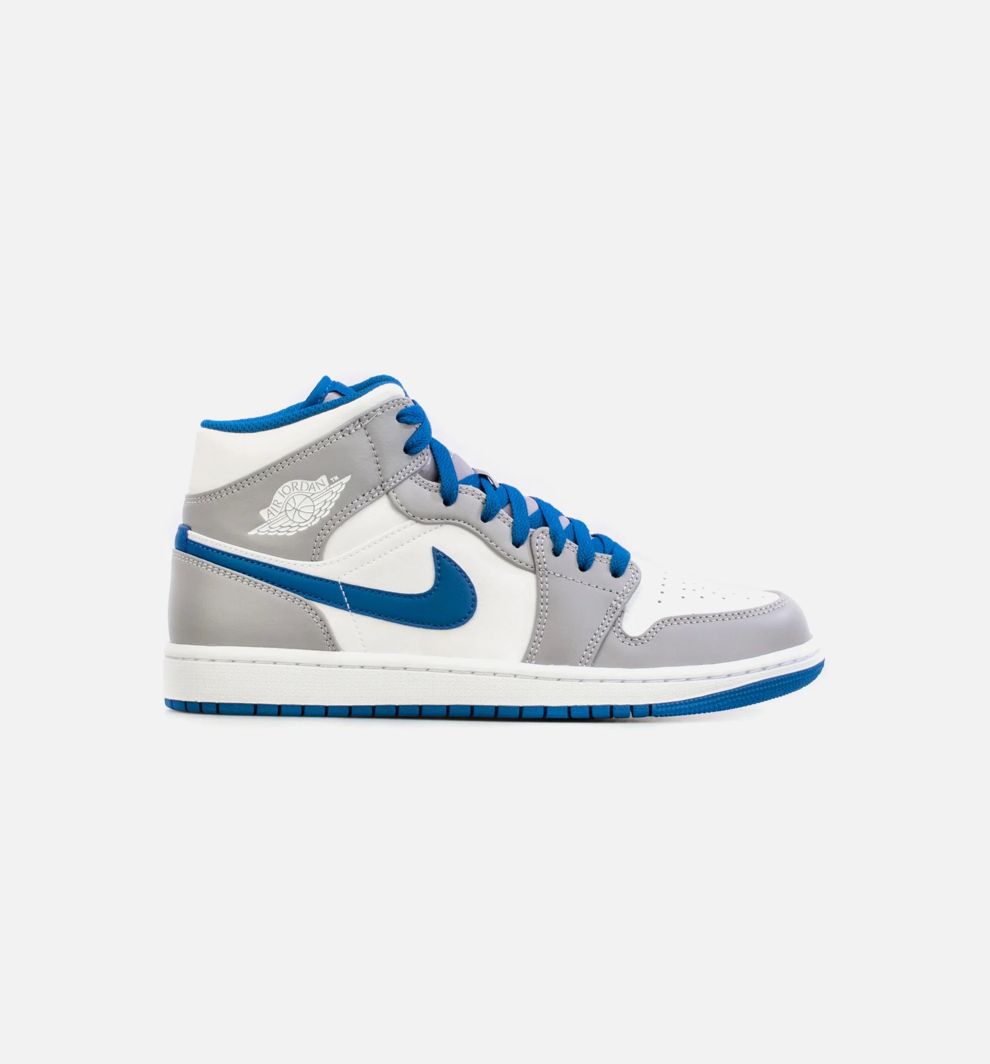 Air Jordan 1 Mid True Blue Mens Lifestyle Shoe Grey Blue