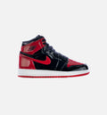 Air Jordan 1 High OG Patent Bred Grade School Lifestyle Shoe Black White Varsity Red Limit One Per Customer
