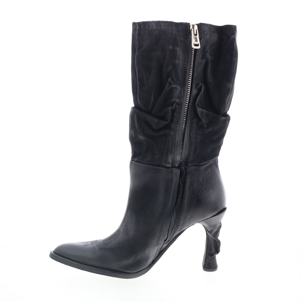 Faron Womens Black Leather Zipper Casual Dress Boots