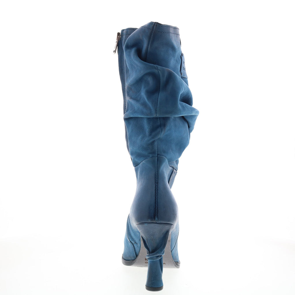 Faron Womens Blue Leather Zipper Casual Dress Boots