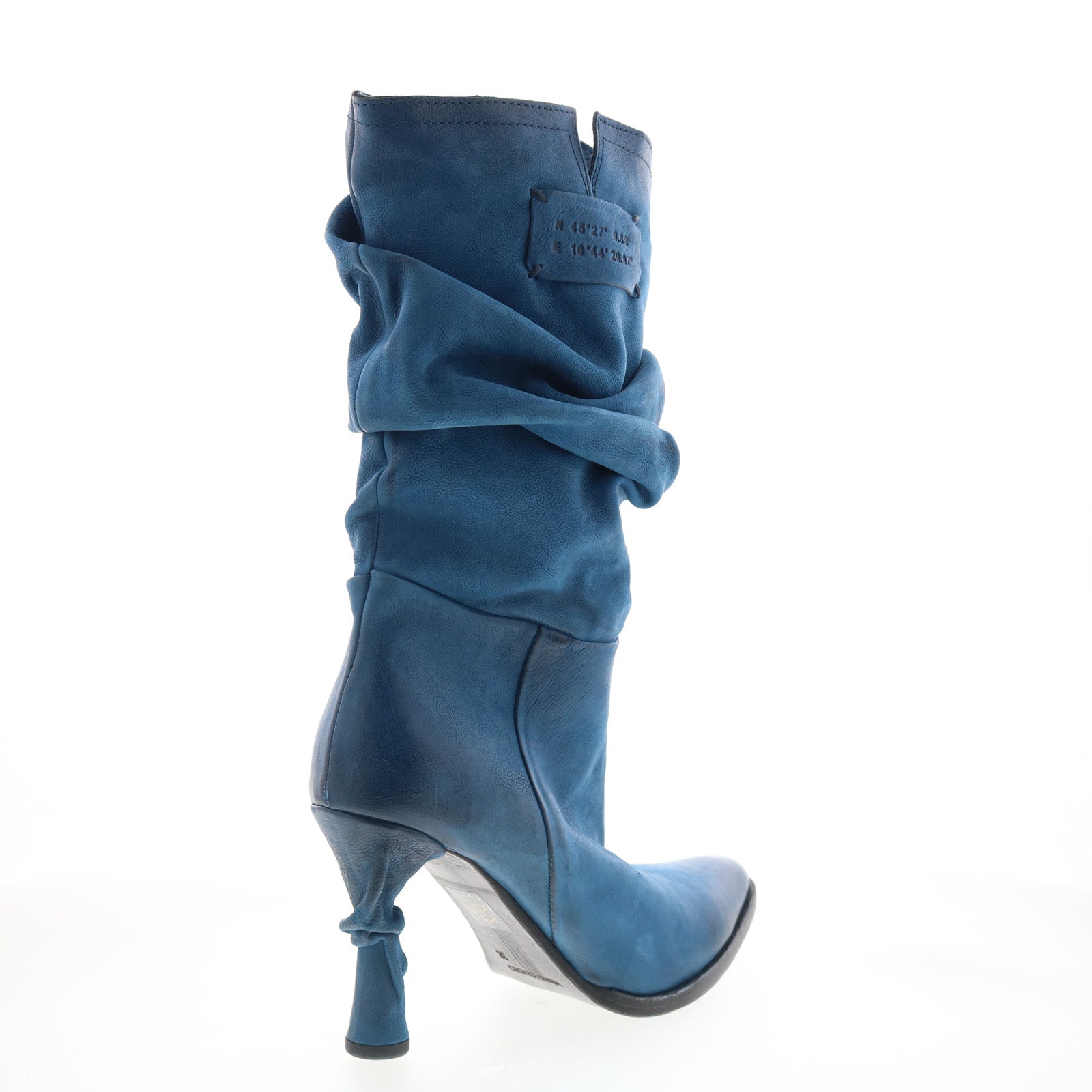 Faron Womens Blue Leather Zipper Casual Dress Boots