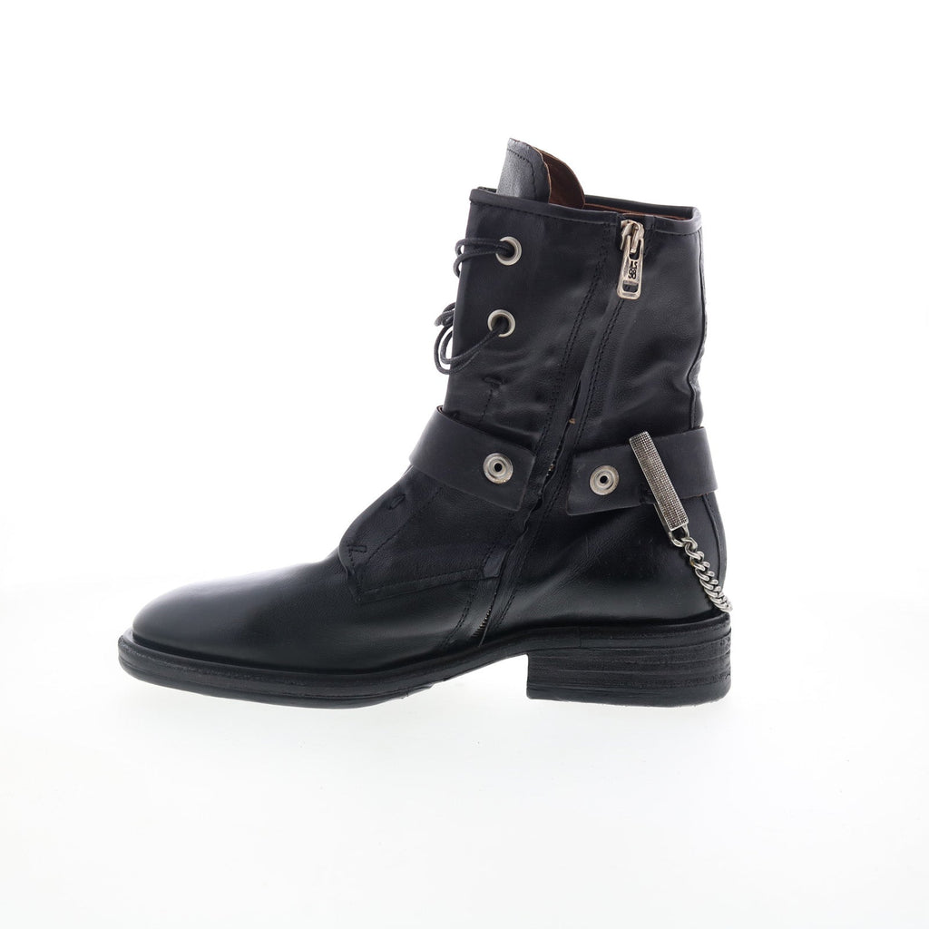 Faust Womens Black Leather Zipper Casual Dress Boots