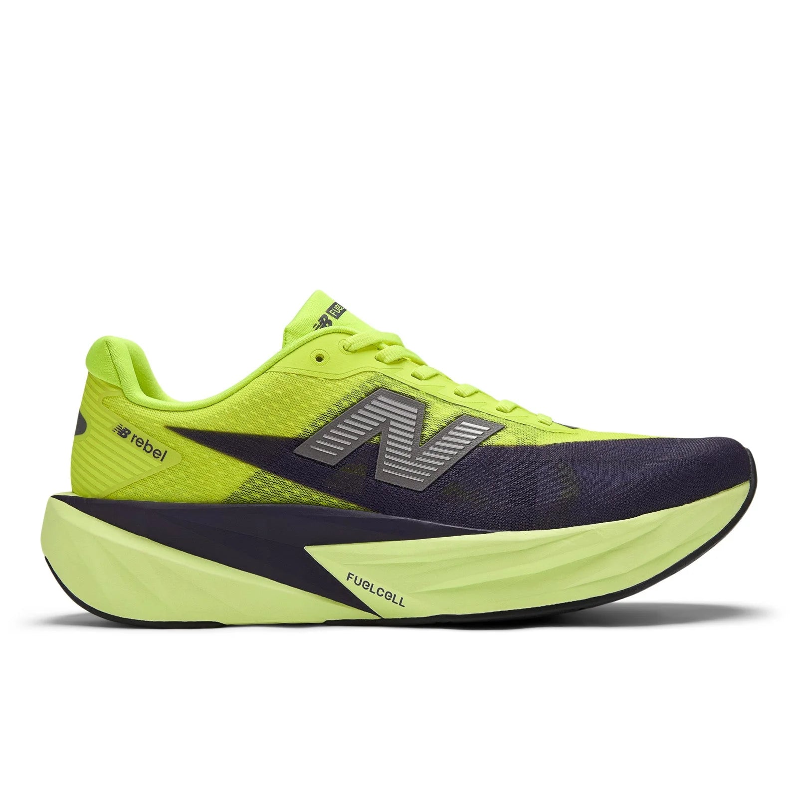 Men's FuelCell Rebel v5 in Alkaline Green with Boysenberry and Dark Silver Metallic