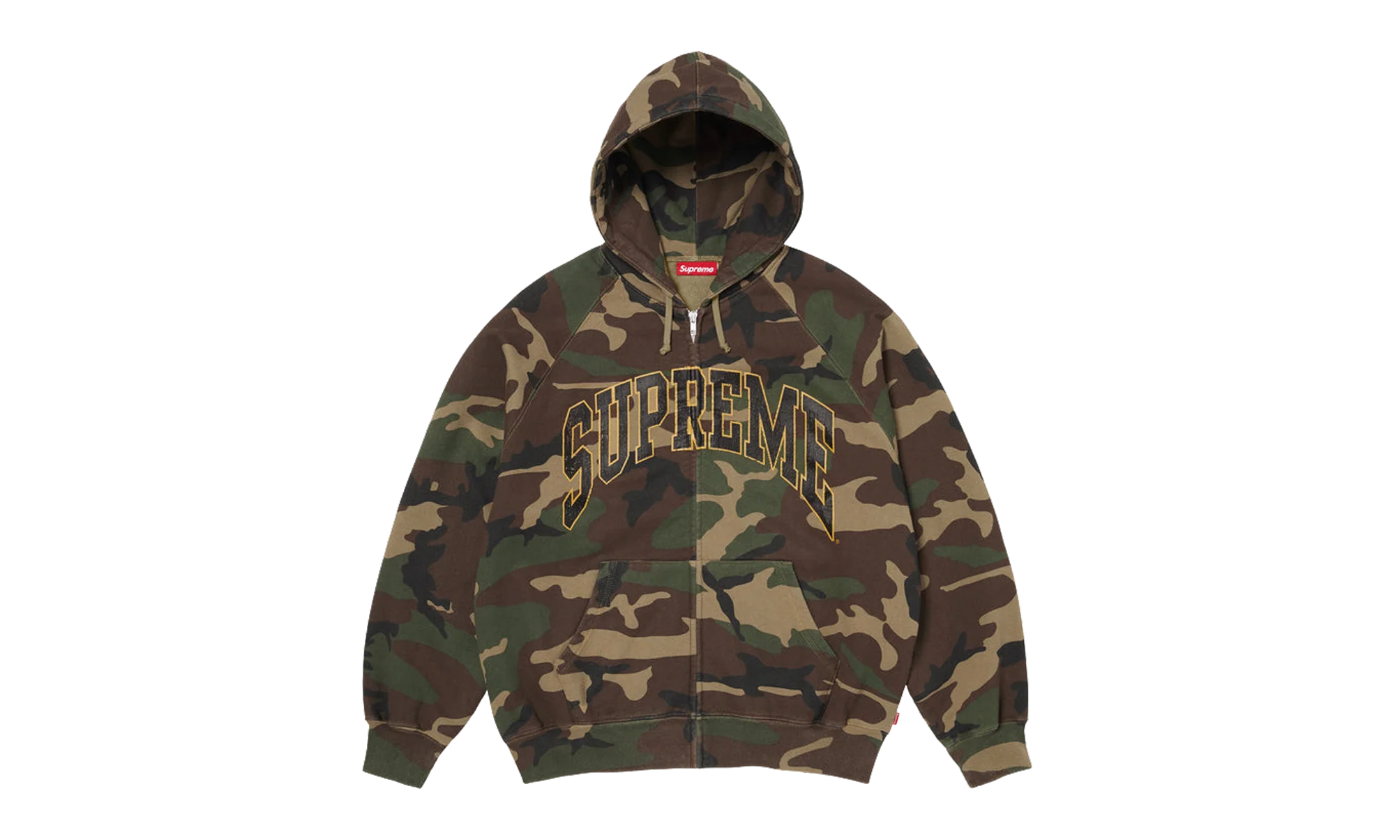 Cracked Raglan Zip Up Hooded Sweatshirt "SS26 - Woodland Camo" SU27507