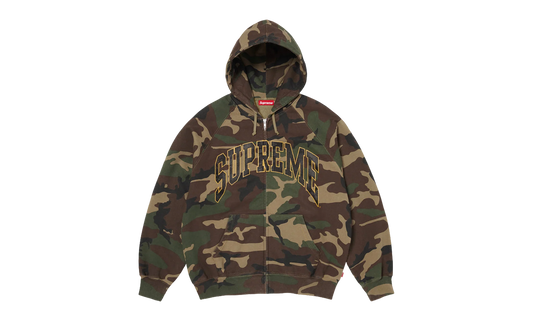 Cracked Raglan Zip Up Hooded Sweatshirt "SS26 - Woodland Camo" SU27507