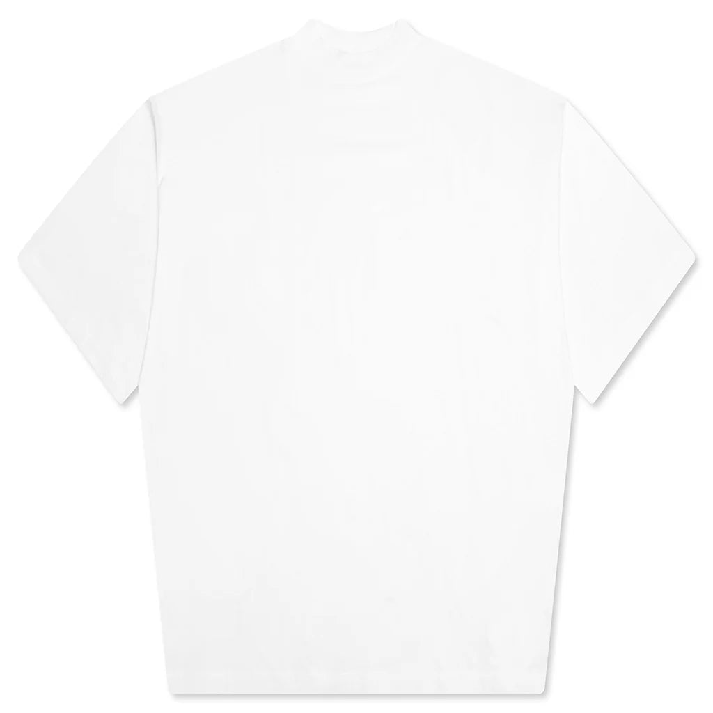 Mock Neck Boxy Fit T Shirt White