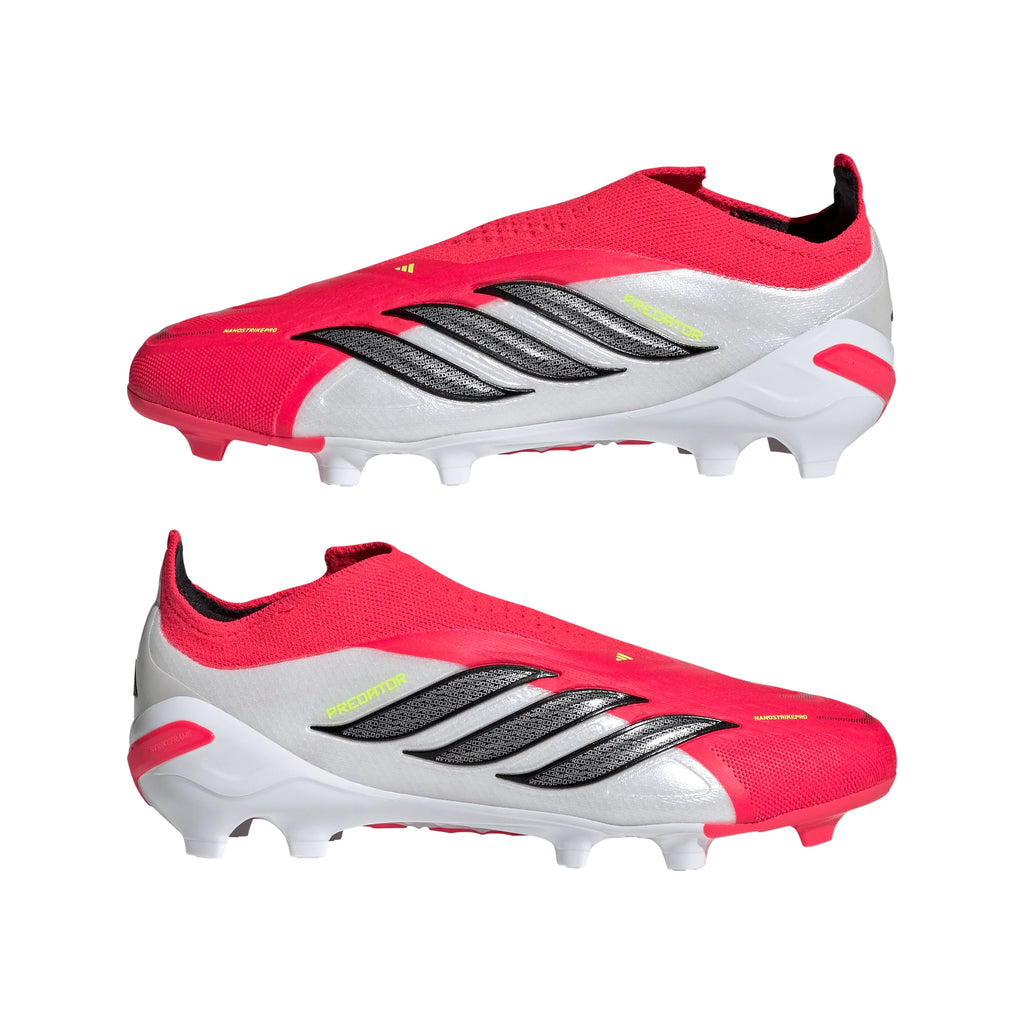 adidas Predator Elite Laceless FG Firm Ground Youth Soccer Cleats Red Black White