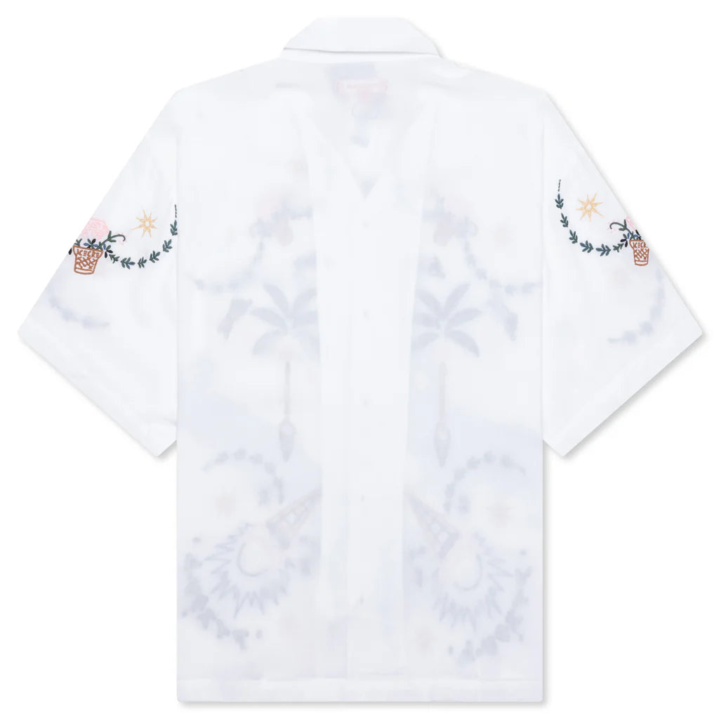 The Palms S S Woven Crop Fit White