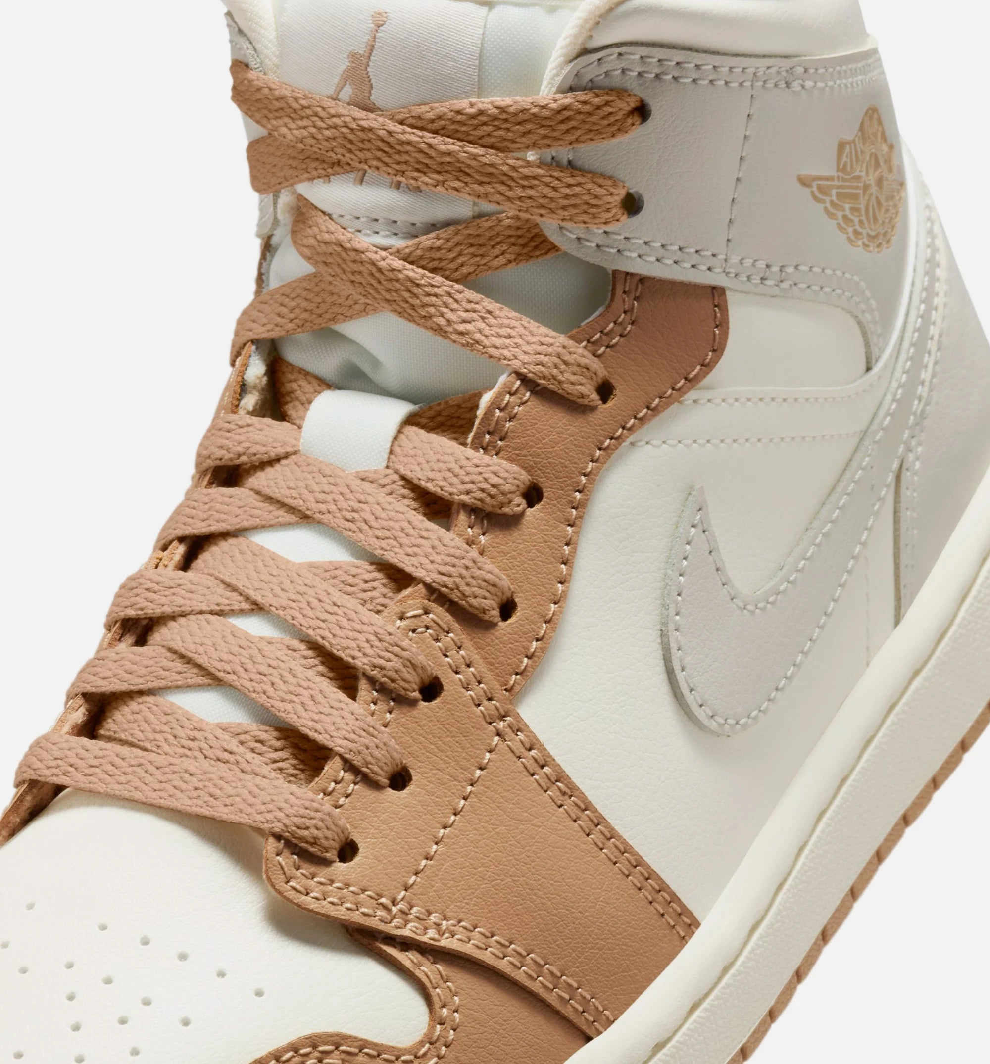Air Jordan 1 Mid Womens Lifestyle Shoe Pale Ivory Hemp Sail Light Orewood Brown